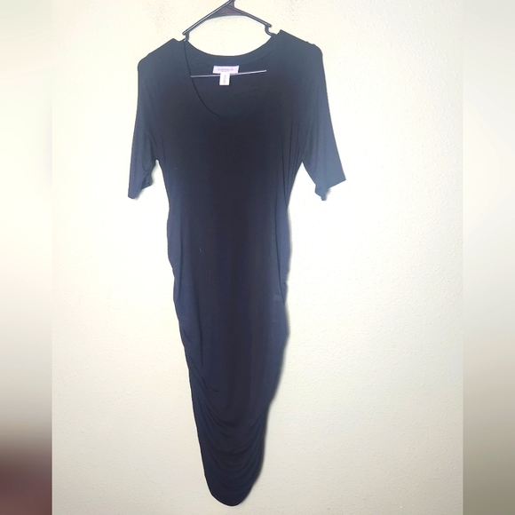Motherhood Dresses & Skirts - Motherhood Maternity Rouched Black Bodycon Dress Size XS